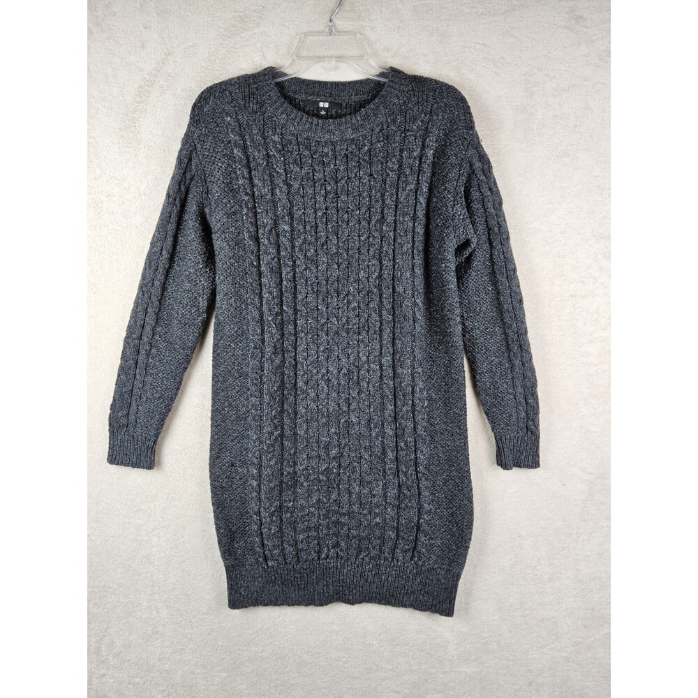 Uniqlo Women's Heattech Cable Knit Wool Blend Sweater Dress Size L